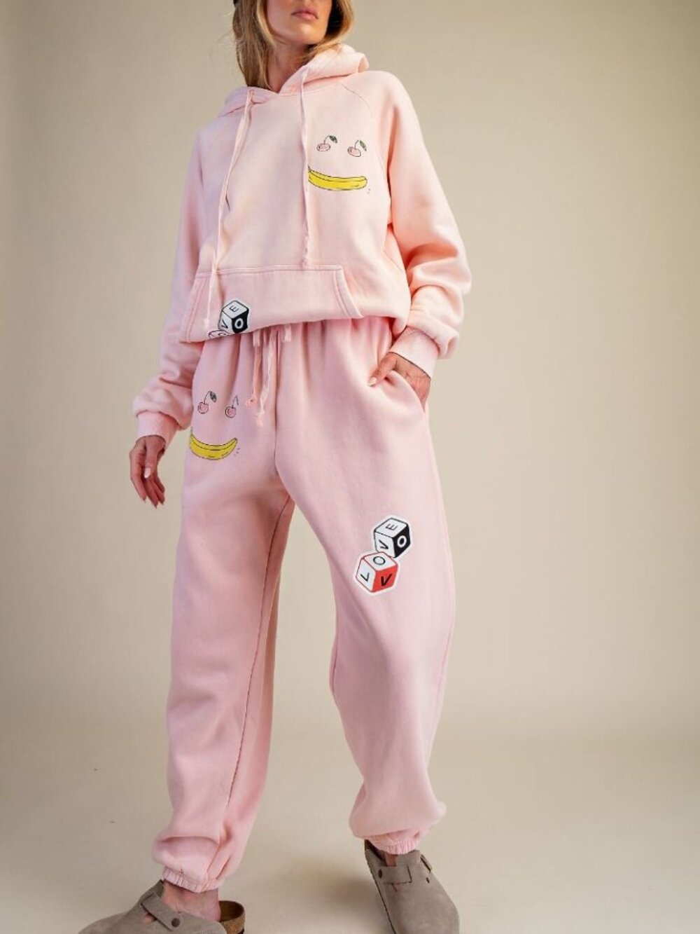 EASEL FUNNY TERRY KNIT JOGGER PANTS AND HOODIE 60% COTTON 40% POLYESTER